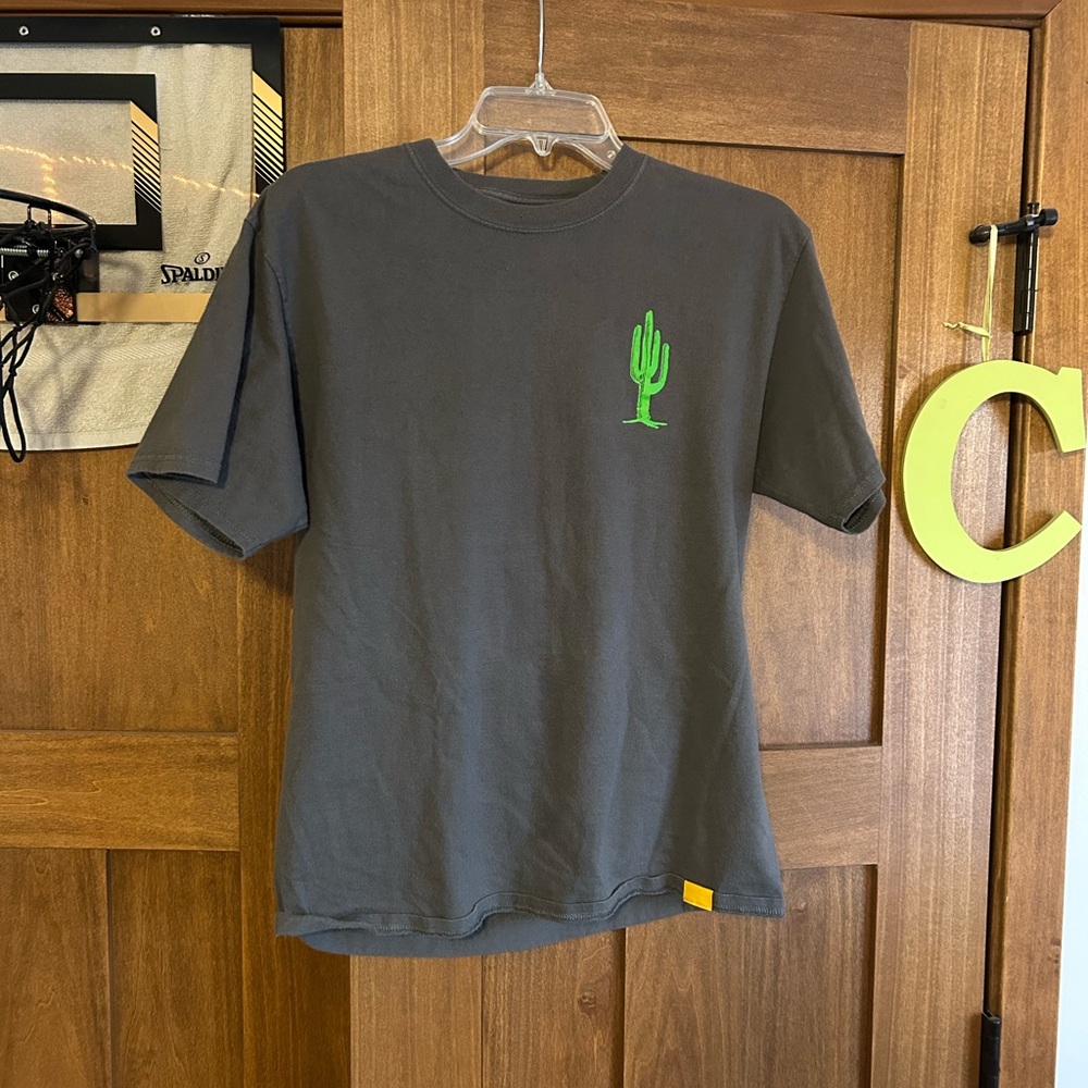 Gray T-Shirt with Green Cactus Design